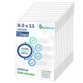 Wbtran Acrylic Sign Holder 8.5 x 11 - 8.5 X 11 inch Wall Mount Clear Plastic Paper S...