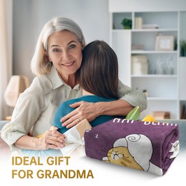 Grandma Gifts, Grandma Birthday Gifts, Flannel Blanket Grandmas Gift for Mothers Day Thanksgiving Christmas, Soft Throw Blankets for Grandmas, 50" x 60" Purple