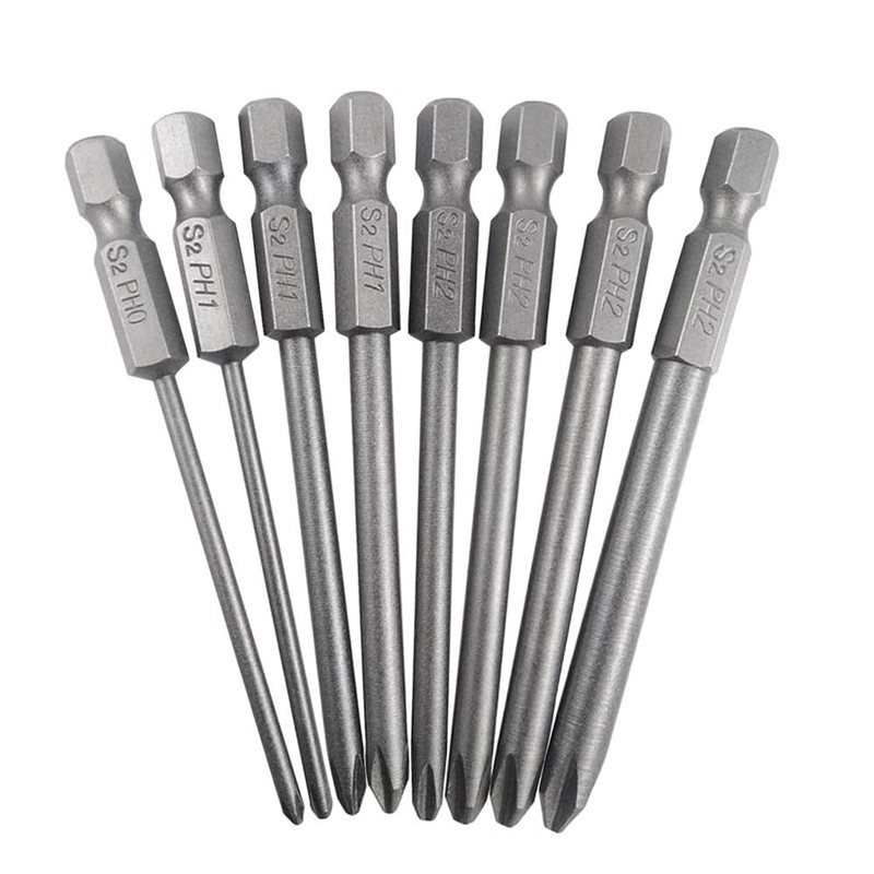 Mesee 8Pcs Long Cross Head Screwdriver Bits with 1/4 Inch