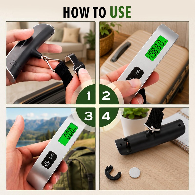 Handheld Portable Digital Luggage Scale with Grip Travel Portable Electronic