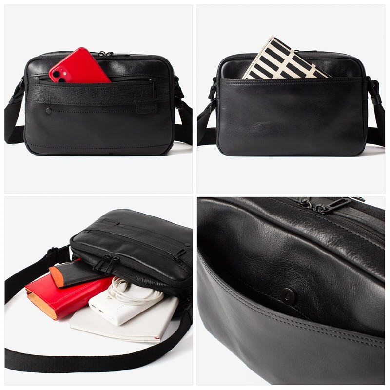 Doubles BZN-7025 Men's Shoulder Bag, Genuine Leather, Small, A5 Storage,