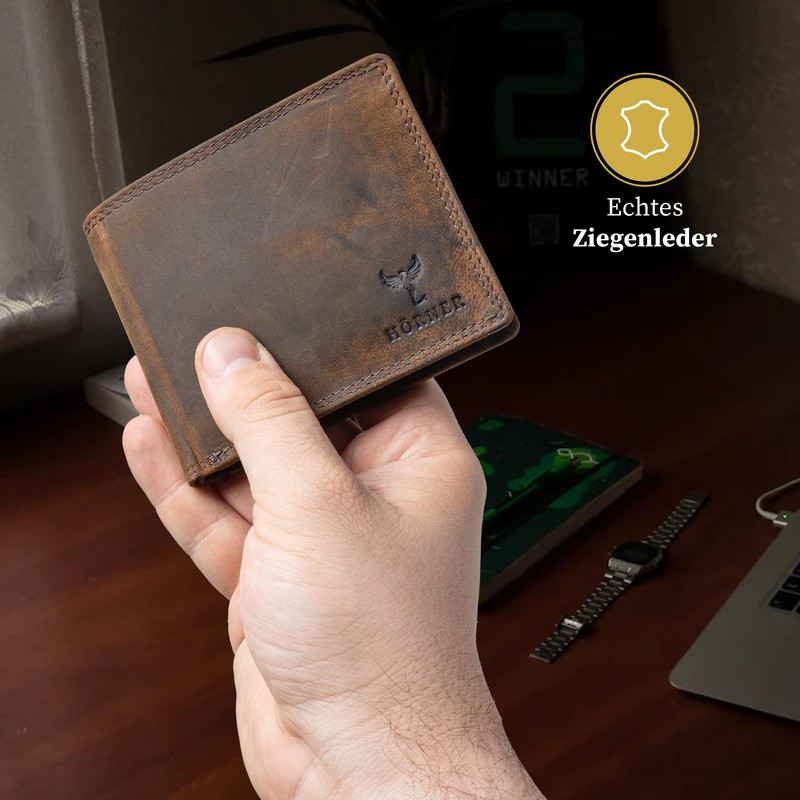Hörner Fortuna Adult Premium Leather Wallet Brown Compact 1 Compartment