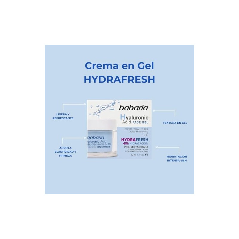 Babaria Crema Gel Hidratante Facial con Ácido Hialurónico