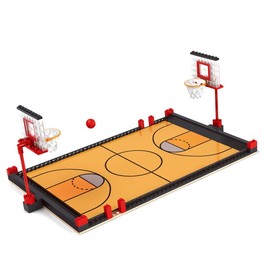 Optic Axis Building Blocks Basketball Court Set - 1:1 Scale, Complete with 6 Player Figures, Compatible with Major Brands, Ideal for Sport Enthusiasts
