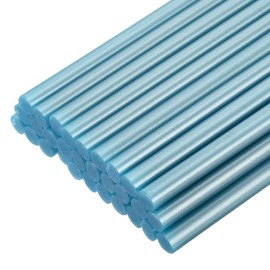 uxcell 30pcs Mini Hot Glue Gun Sticks 4-inch x 0.27-inch High Sticky Small Hot Glue Sticks for Glue Gun, Metallic Blue