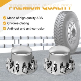 HQALTY Chrome Dome 4 Rear Axle Cover Kit with 32mm/33mm Thread-on Lug Nut Covers with Removable Hub Caps for Semi Truck (Installation Tool Included)