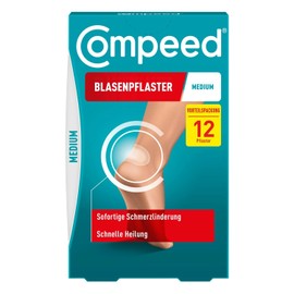 Compeed Medium Bubble Plasters - Hydrocolloid Plasters - with Padding on the Heel, Protects Against Pressure and Friction - Relieves Pain for Quick Healing - 4.2 x 6.8 cm - Pack of 12