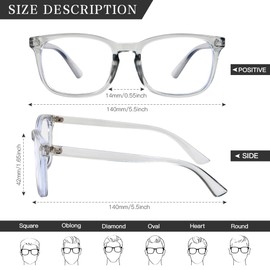 Blue Light Glasses for Women Grey Bluelight Glasses Eyeglasses Clear Lens Glasses for Women Eye Strain Computer Glasses Women Blue Light Blocking Fashion Glasses for Men Blue Light Glasses for Teens