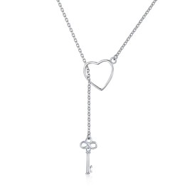 Presentski - Collar de plata de ley 925 con colgante con forma de corazón y símbolo de infinito, ideal como regalo de San Valentín