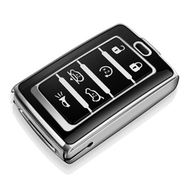 Tukellen for Jeep Key Fob Cover Soft TPU Full Protection Key Case Compatible with 2021-2024 Grand Cherokee L Grand Wagoneer Key Shell (Silver, 6 Buttons)