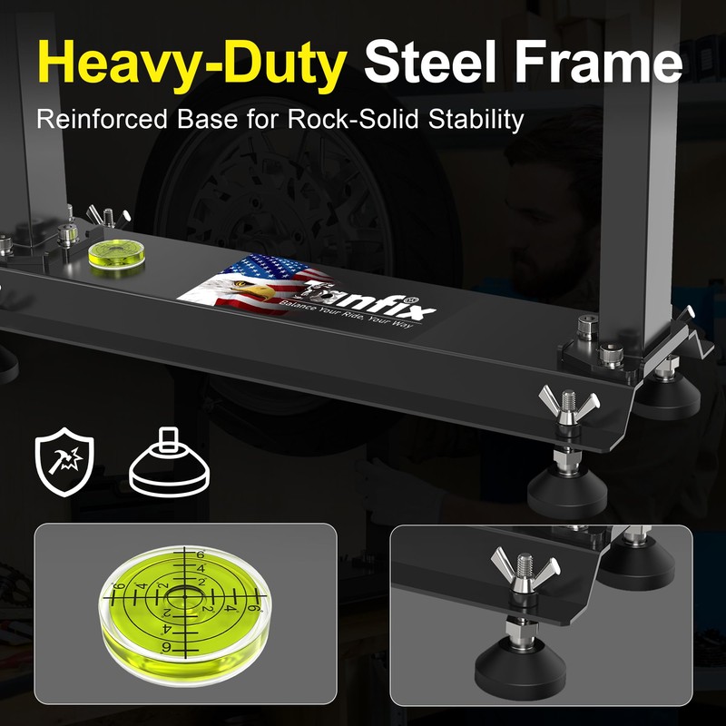 Tanfix Motorcycle Wheel Balance Stand, Heavy-Duty Single-Axle Wheel Balancing Tool