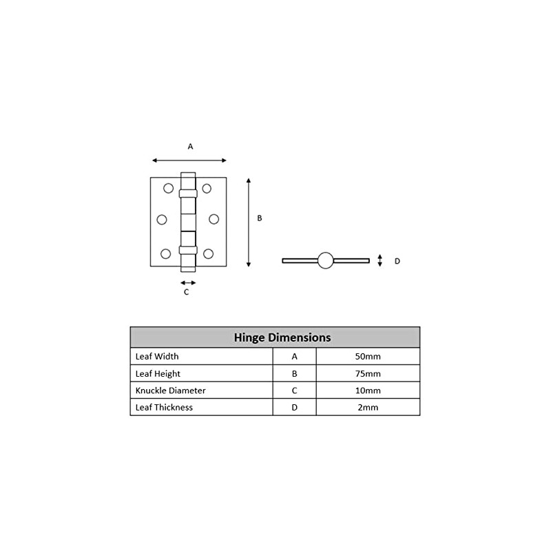 HANDLEZONE® Door Hinges 1 Pair 76mm / 3 inch Ball