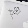 Decal Stickers of Hummingbird and Hibiscus Tattoo (Metallic Silver) (Set