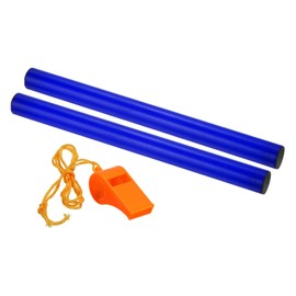 PATIKIL Junior Relay Track Baton, 2 Pack ABS Plastic Tube Race Field Running Stick with Whistle for Outdoor Athletics Sport Game Practice Tool, Blue