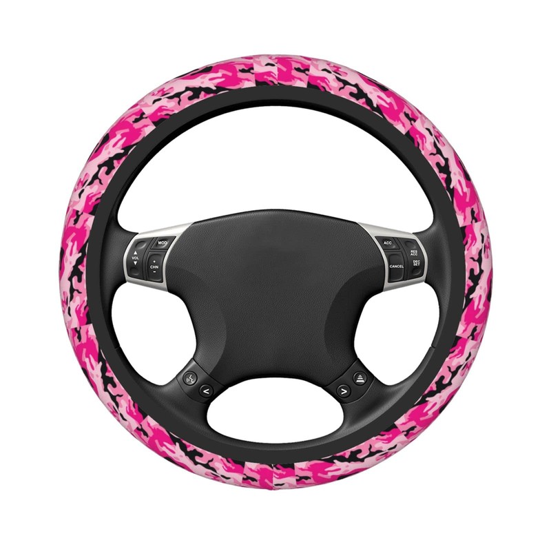 Mlanxi Camouflage Camo Pink 15 Inch Universal Steering Wheel Covers,