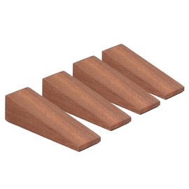 Wooden Door Stoppers, Pack of 4 Dark Brown Triangular Anti Slip Door Stopper Solid Beech Wood Door Stop Wedge Security Door Stopper for Home Hotel Bedroom Living Room Bathroom Accessory