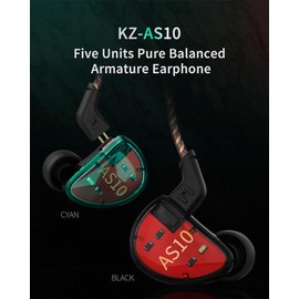 keephifi AS10 IEM - Auriculares con micrófono, Balance Amature 5BA con Cable, Auriculares con cancelación de Ruido para músicos, Cantantes, Bateristas (Verde con micrófono)