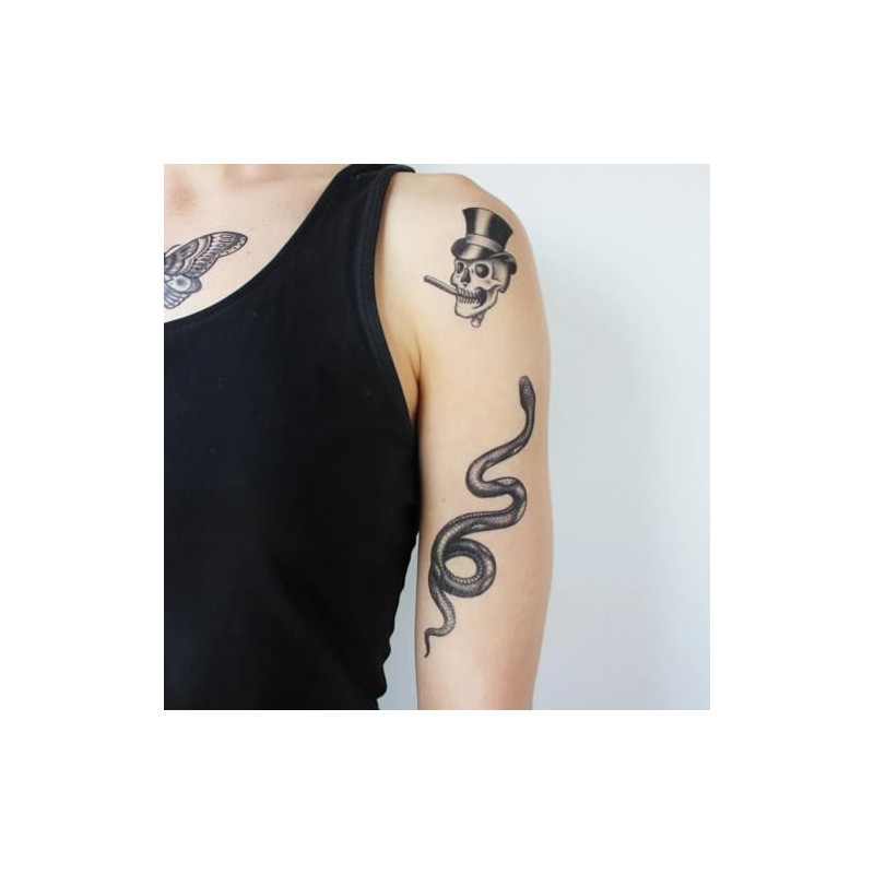 Snake - Blackwork Temporary Tattoo Snake Traditional Black