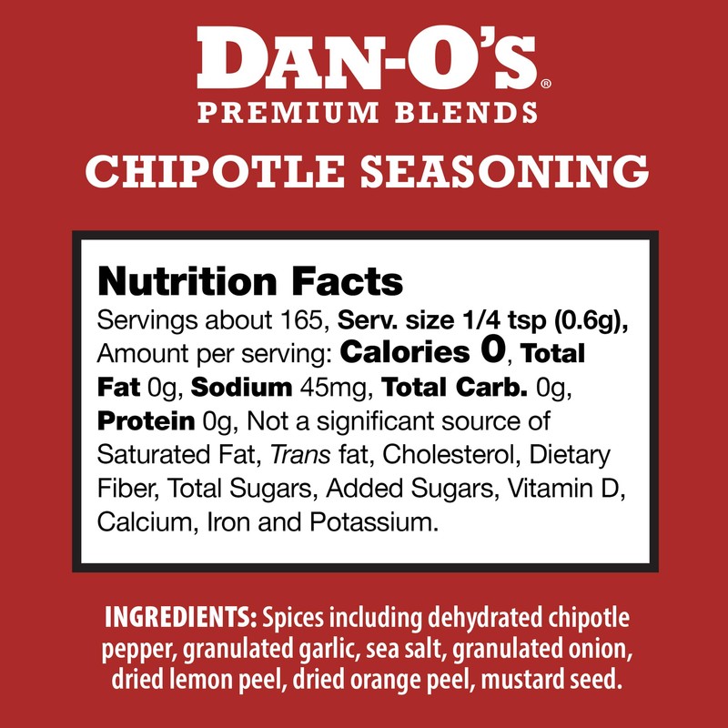 Dan-O's Chipotle Seasoning, 3.5 oz Bottle, All Purpose Seasoning for