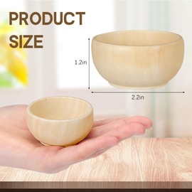 Uiifan Set of 40 Wood Small Bowls Unfinished Wood Sauce Bowl Wooden Mini Round Bowl Serving Craft Bowls Kitchen Condiment Bowls Unpainted Pinch Bowls for Salad Nuts Dips Spice Candy, 1.2 x 2.2 Inches