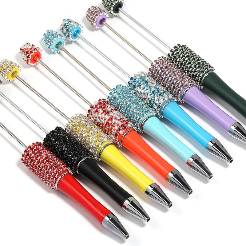 【P160】5pcs Beadable Pens in Solid Colors with Rhinestones and Flatback