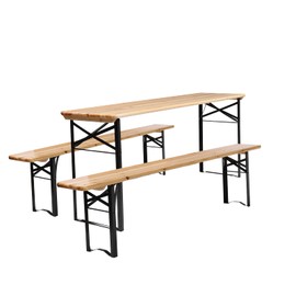 Ynredee 3 Pcs Portable Folding Picnic Table Bench Set,Wooden Picnic Table with Seating for Patio Outdoor Activities Garden Dining Room