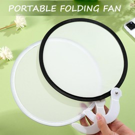 JRAIYBZ Folding Fan Foldable Fan Hand Held Mini Fan Wedding Decorations for Ceremony Small Hand Fan Foldable Round Fan with Handle Summer Foldable Fans Tassel Cloth, Plastic