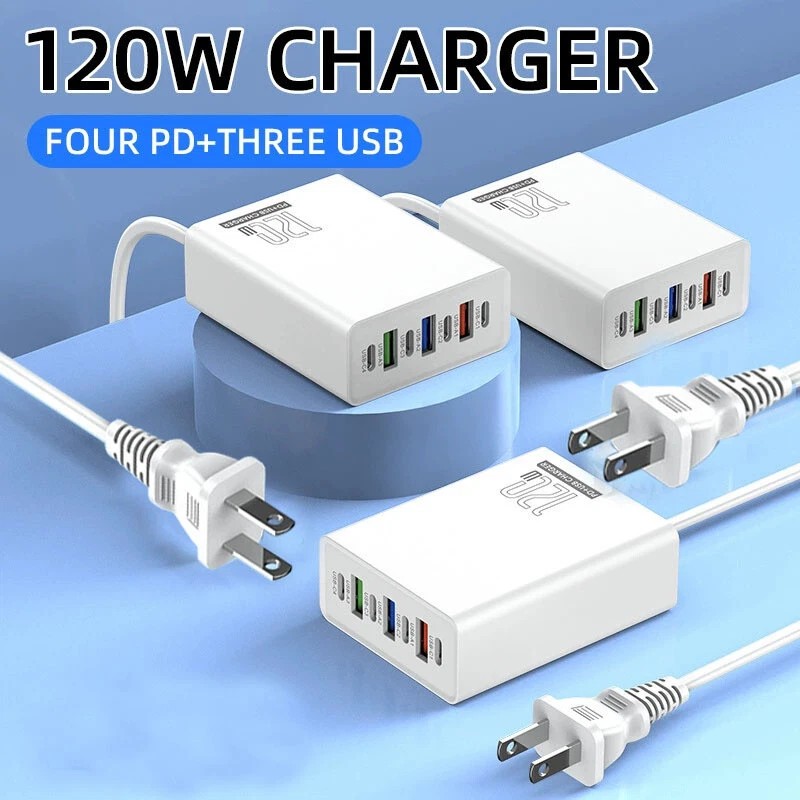 Universal 120W 6-in-1 Desktop Charger 112W Multi-Port Charging Station USB-C