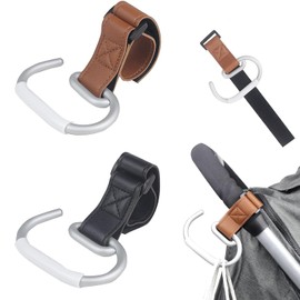 Coehaopike Set of 2 Stroller Hooks, Stroller Hook, Buggy Hook, Multi-functional Hook, Metal Hook, Load Capacity: Approx. 110.2 lbs (50 kg), Adjustable Hook, Anti-Slip, Abrasion Resistant, Easy to Use,