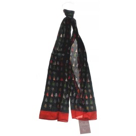 Unbranded Christmas Trees Holiday Scarves Black Red Lot 2 Sheer Lot 2 Party Holiday Casual