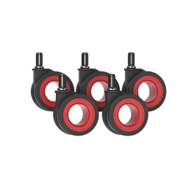 Enso Motion Office Chair Replacement Caster Wheels, 70 Okina Mu Series - RED (Set of 5)
