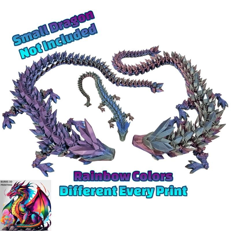 XXL Rainbow Crystal Dragon with Matching Egg, Articulating Desk Fidget,