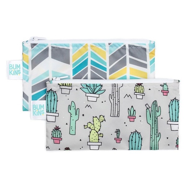 Bumkins Small Snack Bag 2 Pack - QUILL/Cacti