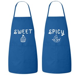 Matching His and Hers Apron Set - Sweet cupcake and Spicy Pepper - Set of 2, Matching Couples Aprons