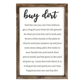Dazingart Buy Dirt Framed Sign, Song Lyric Sign Country Song You Can't Buy Happiness But You Can Buy Dirt, Framed Wood Sign Decor Bedroom Wall Art New Home Sign Wedding Gifts (buy dirt)