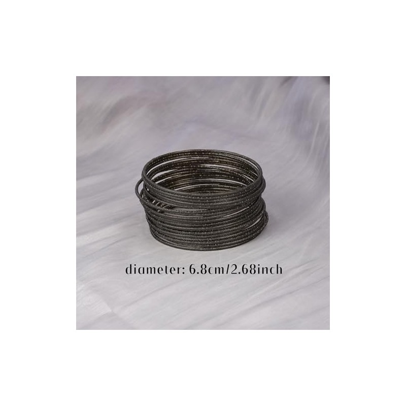 Manfnee Black Bangle Bracelets for Women Multi Layer Stackable Textured