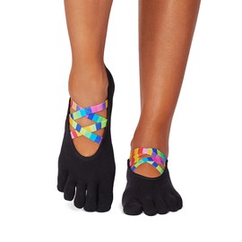 Toesox Toe Socks, 5 Toe Socks, Anti-Slip, Elle Grip, Yoga Socks, Pilates, Ballet, Sweat Absorbent, Quick Drying, Breathable, Foot Cover, Flash Stripe Full Toe