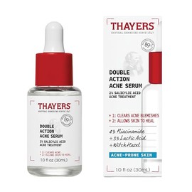 Thayers Suero de Acné de Doble Acción con Ácido Salicílico, Suero Facial para Tratamiento del Acné con 2% de Ácido Salicílico y Niacinamida, Cuidado de la Piel Calmante y No Agresivo, 1 Fl Oz