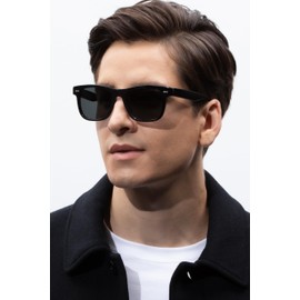 CARFIA Retro Acetate Polarized Sunglasses for Men UV Protection with Embossed Pattern Wire Core CA2301 Grey Lens