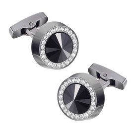 GLOBLELAND 1 Pair Alloy Resin Cufflinks for Men's Shirts Button Cuffs Cufflinks with Rhinestone Classic Design Cuff Links for Wedding Banquet Ceremony Business