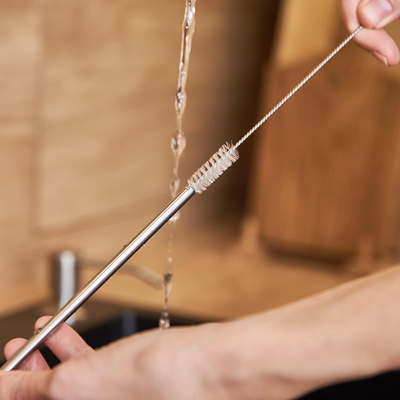 QUARKZMAN 4 x Stainless Steel Straws Spoons 7.7 Inch Reusable
