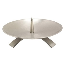 NKlaus 10715 Triangular Candlestick Diameter 13.0 cm with Pin Large Nickel-Plated Brass Matte