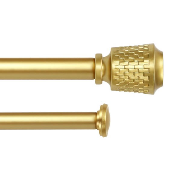 eTeckram 5/8" Double Curtain Rod with Vieve Finials (Gold, 84"-120")