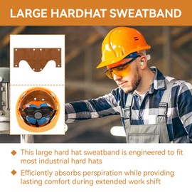 Big Hard Hat Sweatband, Hardhat Liner Sweat Band with Snap Fasteners, Washable Reusable Sweat Band for Hardhats, Absorbent Terry Cotton Large Brown Sweat Band for Construction Safety Helmet，3 Pack