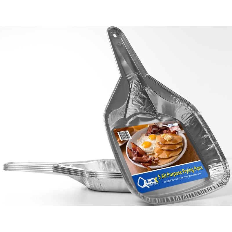 DISPOSABLE ALUMINUM FOIL FRYING PAN - Size: 5 PACK