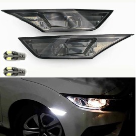 Unbranded Smoked Lens White Full LED Bulb Front Side Marker Light For 2016-2021Honda Civic