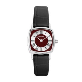 Sekonda Heritage Ladies 22mm Quartz Watch in Red with Analogue Display, and Black Leather Strap 40376