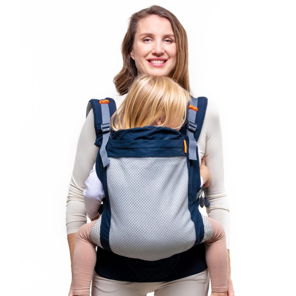 Beco Baby Carrier Toddler Cool Carrier with Extra Wide Seat, Toddler Carrying Backpack Style and Front-Carry, Lightweight & Breathable Child Carrier, Toddler Sling Carrier 20-60 lbs (Cool Navy)