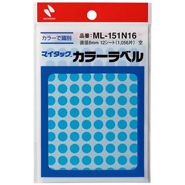 Nichiban ML-151N16 Color Label Round Seal Diameter 0.3 inch (8 mm) Empty 12 Sheets (1056 Pieces)