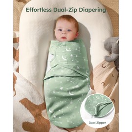 Unnivoll Baby Swaddles for Newborns with Zipper, 100% Cotton Newborn Swaddle Sack, 3 Pack Baby Swaddles 0-3 Months Swaddle Sleep Sack for Newborn Baby Boy Girl Green Constellation